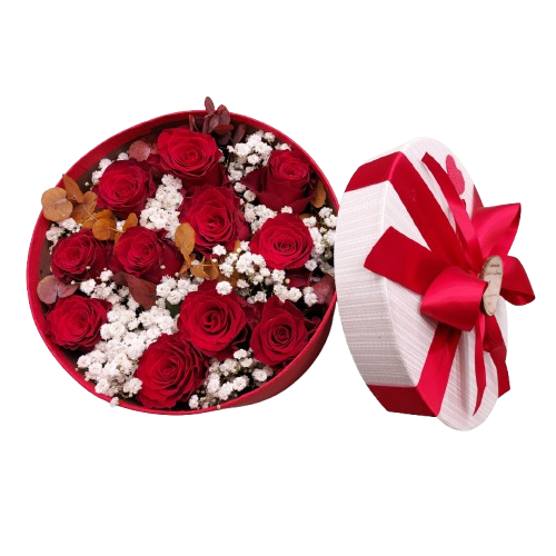 Flower box rose rosse