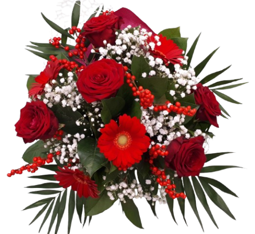 bouquet rose e gerbere Bouquet sfumature di rosso