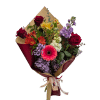 Mazzo di fiori con rose rosse e fiori colorati