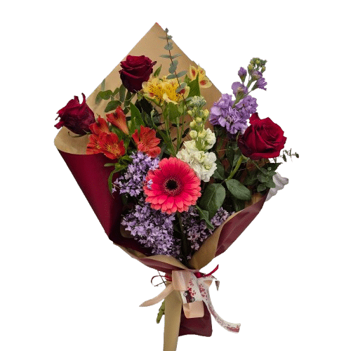 mazzo di fiori Mazzo di fiori con rose rosse e fiori colorati