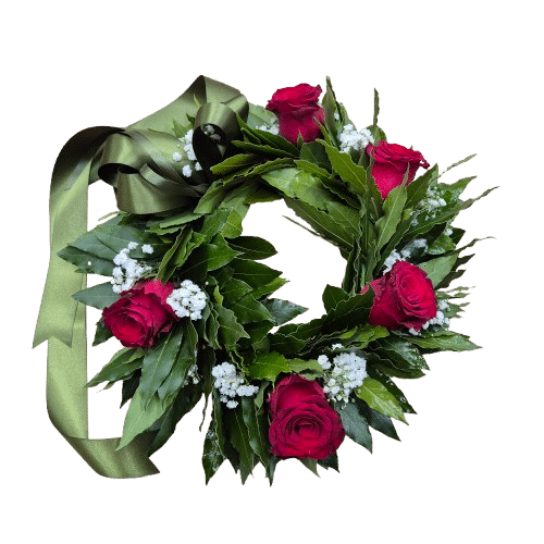 corona laurea Corona alloro rose e gypsophila